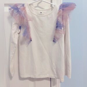 H&M Girls LS Shirt with Tulle Ruffles - Size 6x/7